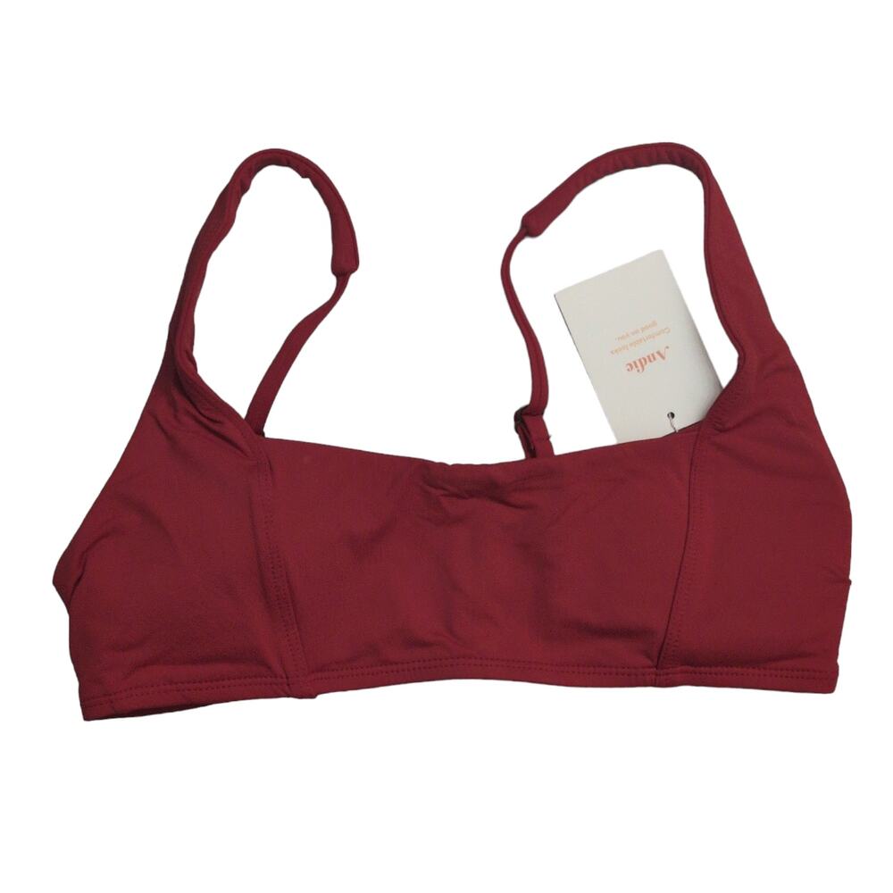 Andie Havana Top Cherry Red Square Neck Adjustable S New / FLAW